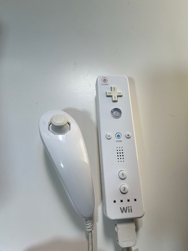 Nintendo Wii Blanca con cables sin mando.