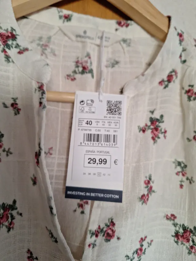 Camisa Springfield floral blanca talla 40