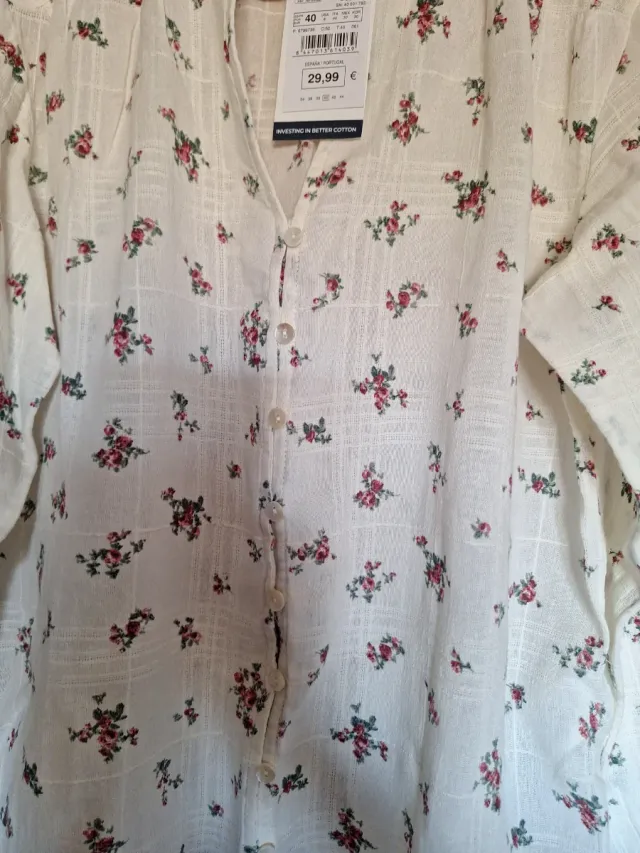 Camisa Springfield floral blanca talla 40