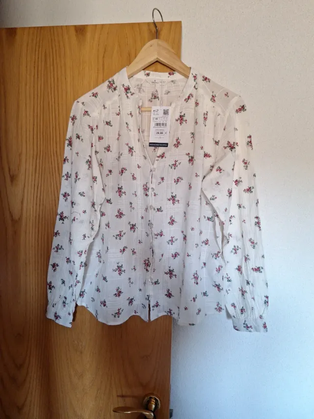 Camisa Springfield floral blanca talla 40