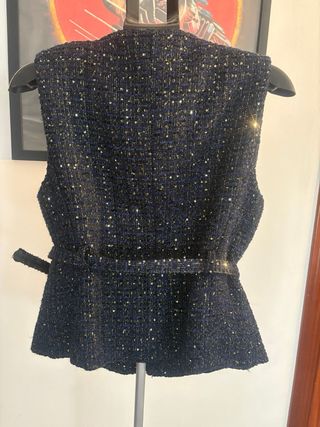 Chaleco Zara Mujer Negro Dorado Forro