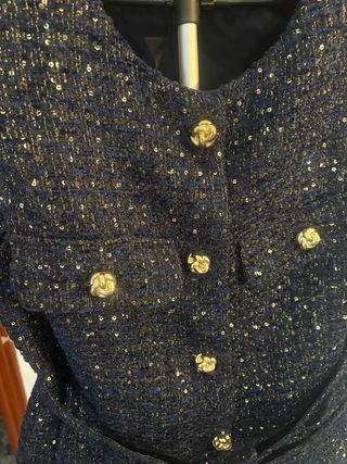 Chaleco Zara Mujer Negro Dorado Forro