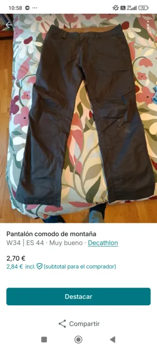 Pantalón montaña Decathlon W34/ES44