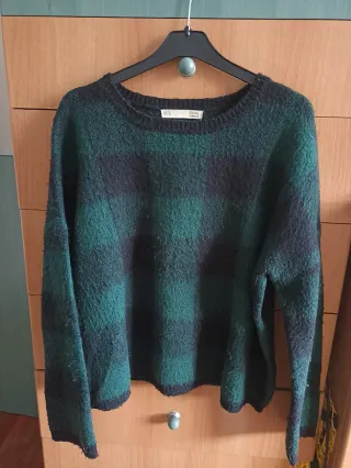 Jersey de punto cuadros verde y negro