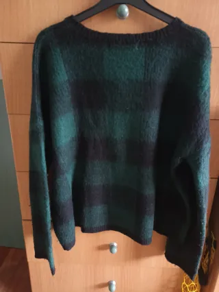 Jersey de punto cuadros verde y negro