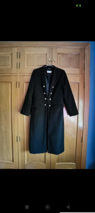 Abrigo largo lana negro mujer