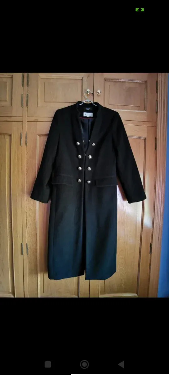 Abrigo largo lana negro mujer
