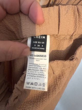 Pantalón ancho mujer lazo beige talla única