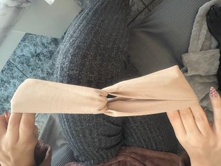 Pantalón ancho mujer lazo beige talla única