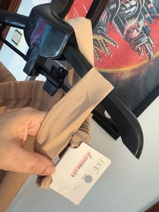 Pantalón ancho mujer lazo beige talla única