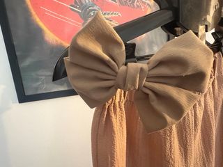 Pantalón ancho mujer lazo beige talla única