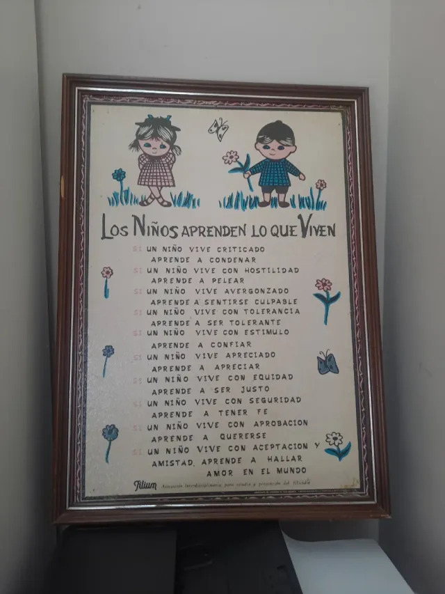 Quadro antico colle Los Niños Aprenden Lo Que Vive