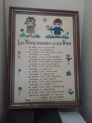 Cuadro antiguo cole Los Niños Aprenden Lo Que Vive