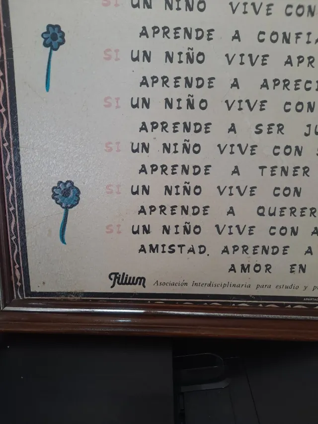 Quadro antico colle Los Niños Aprenden Lo Que Vive