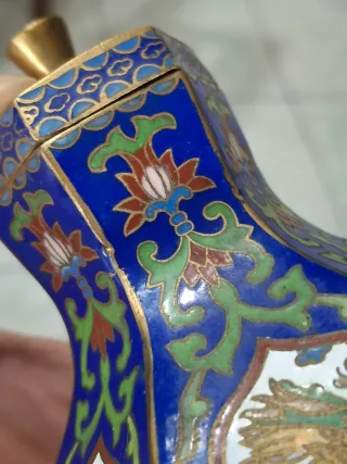 Potiche cloisonné blu/oro draghi