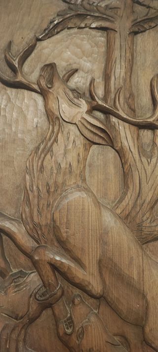 Cuadro madera tallada Bajorrelieve animales