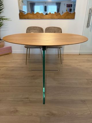 Mesa comedor diseño madera y cristal 120cm