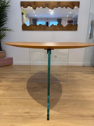 Mesa comedor diseño madera y cristal 120cm