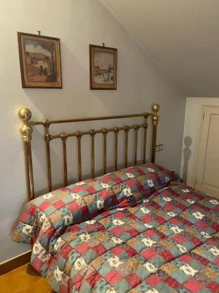 Cama completa antigua metal dorado