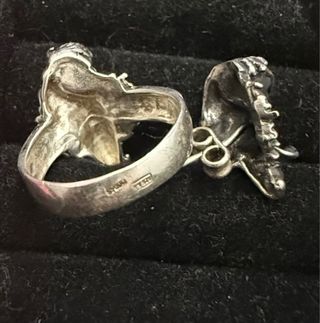 Anillo y Pendiente  plata con bola de Swarovski