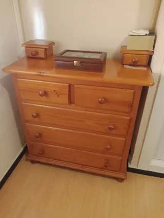 Conjunto Mesitas Noche y Cómoda Madera