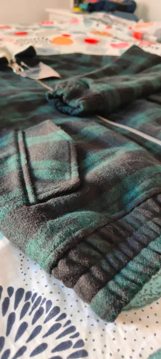 Plaid Wool Sherpa-Collar Bomber Jacket Tg L