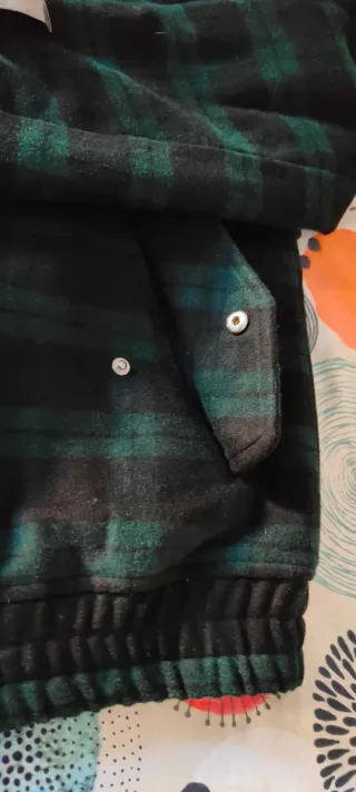 Plaid Wool Sherpa-Collar Bomber Jacket Tg L