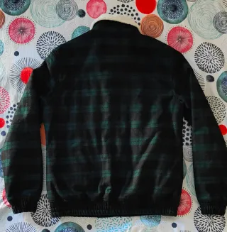 Plaid Wool Sherpa-Collar Bomber Jacket Tg L