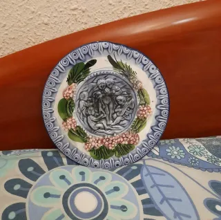 Piastrella decorativa maiolica o barbotina antica 20cm