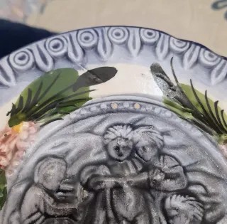 Piastrella decorativa maiolica o barbotina antica 20cm