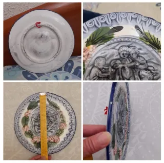 Piastrella decorativa maiolica o barbotina antica 20cm