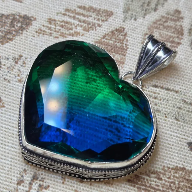 Colgante Corazón Plata 925 Topacio Bicolor