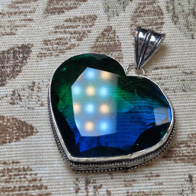 Colgante Corazón Plata 925 Topacio Bicolor