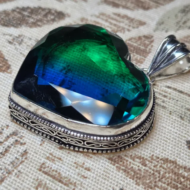 Colgante Corazón Plata 925 Topacio Bicolor