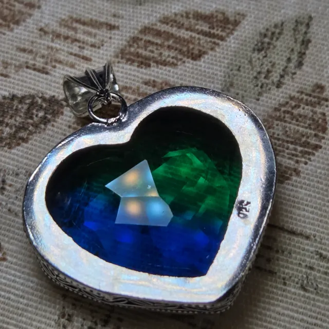 Colgante Corazón Plata 925 Topacio Bicolor