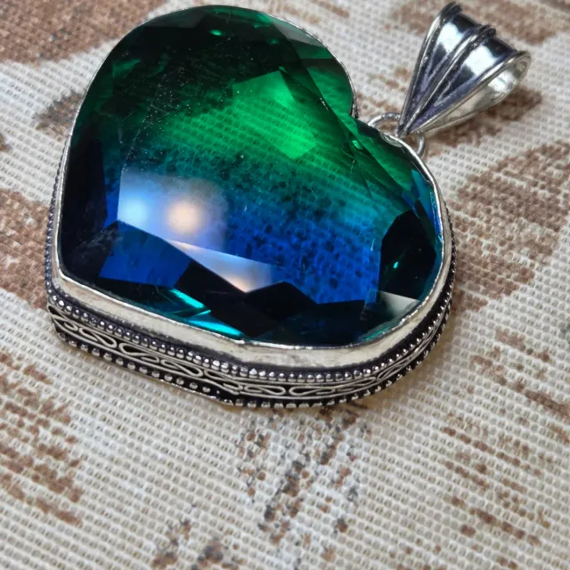 Colgante Corazón Plata 925 Topacio Bicolor