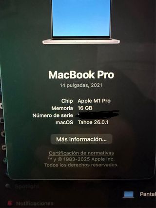 MacBook M1 Pro 14’ 16GB 512GB 2021 Impecable!