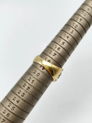 Anillo dama tiras oro 18kt bicolor con circonitas