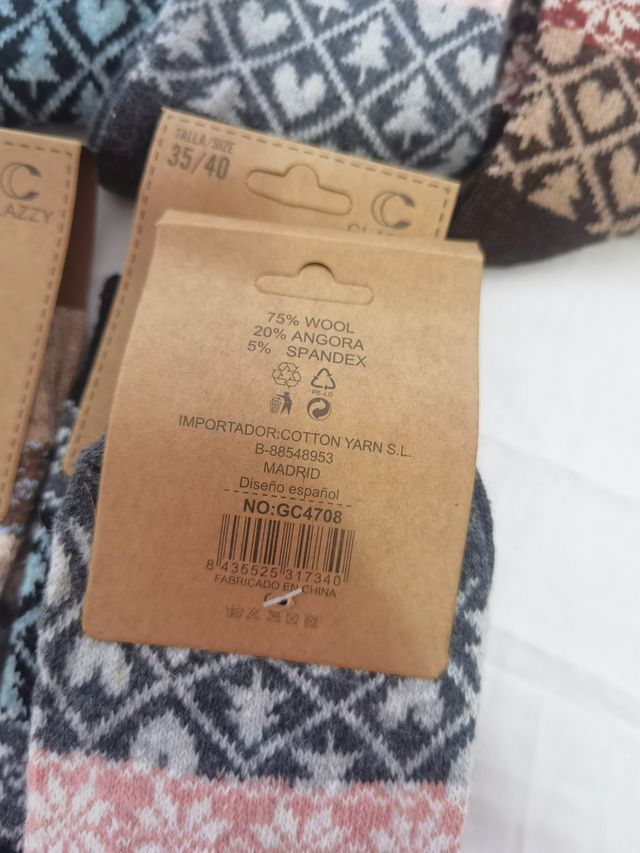 6 Pares Calcetines Lana Mujer Talla 35-40