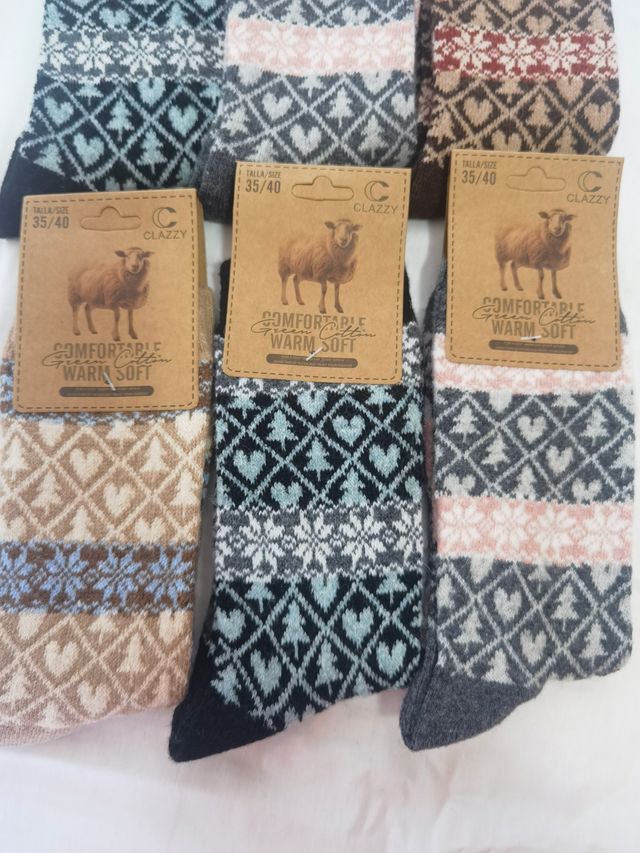 6 Pares Calcetines Lana Mujer Talla 35-40