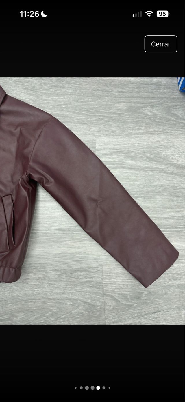 chaqueta Bomber cuero granate viral XS