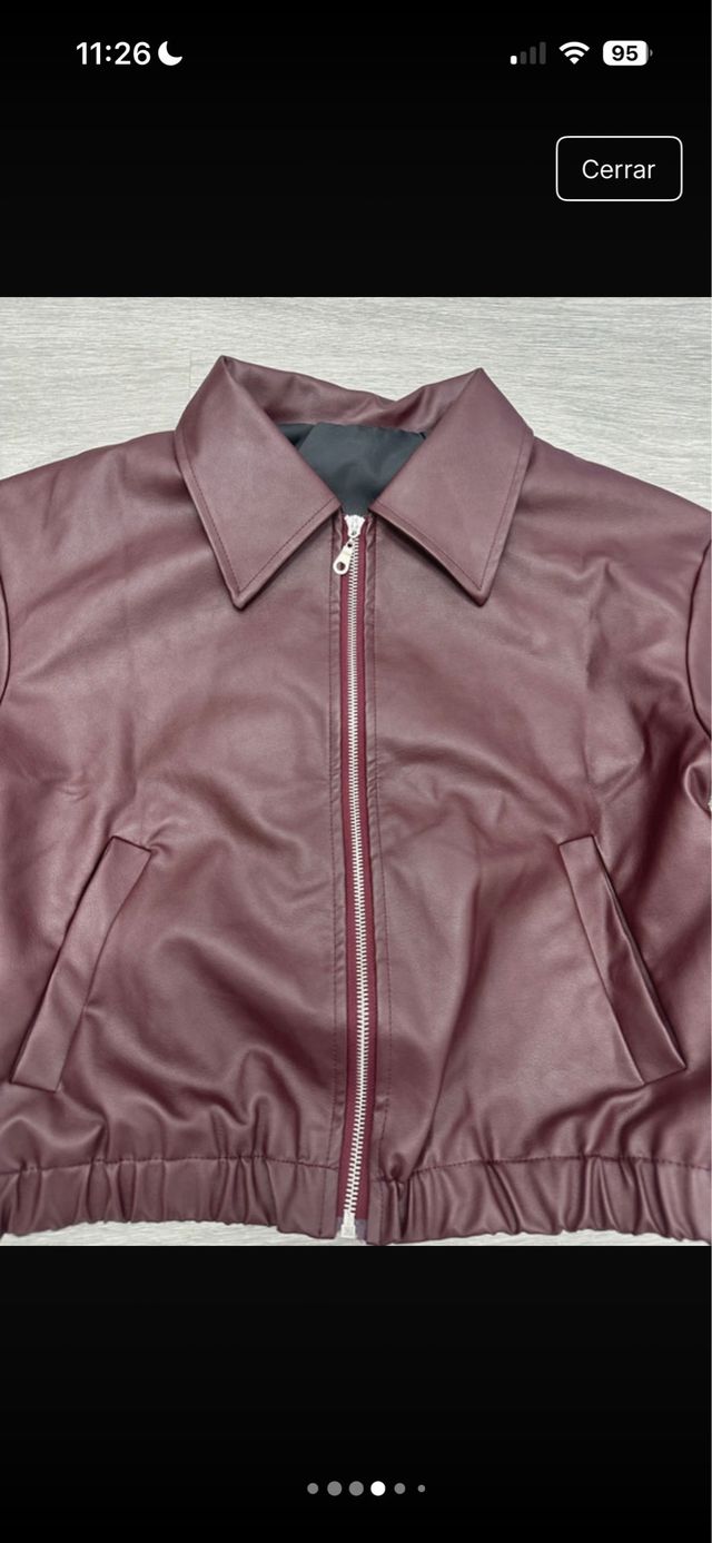chaqueta Bomber cuero granate viral XS