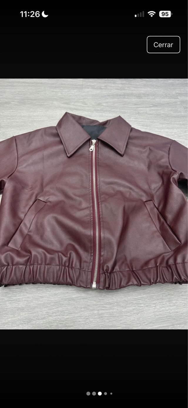 chaqueta Bomber cuero granate viral XS