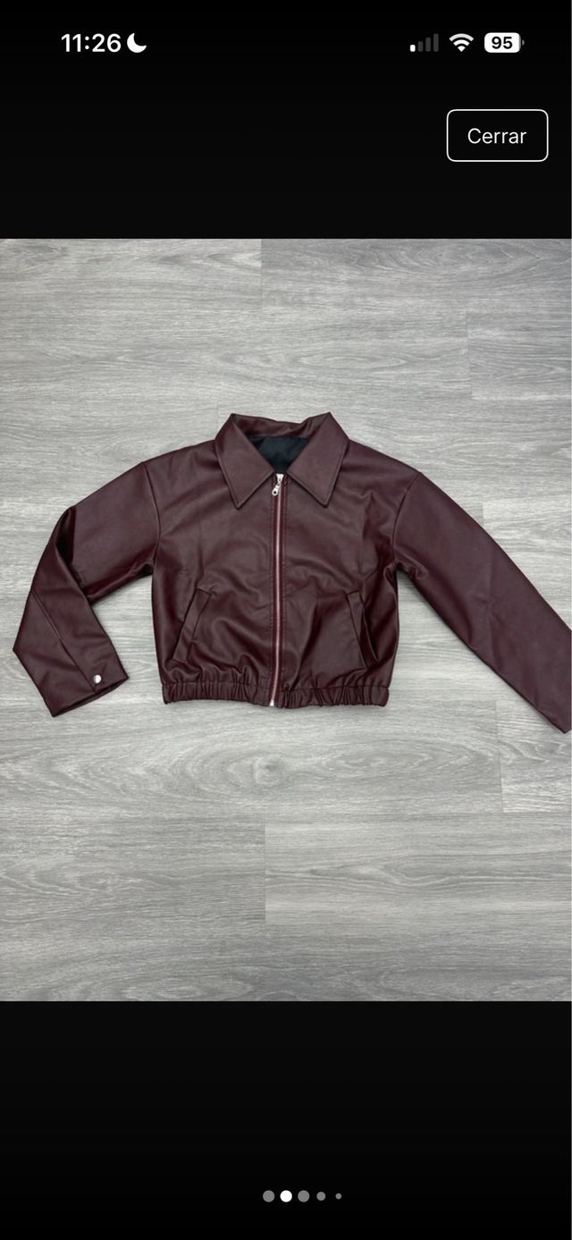 chaqueta Bomber cuero granate viral XS