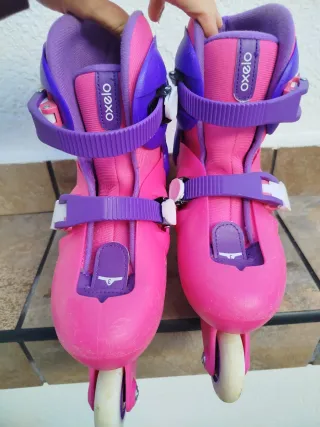 Patines linea niña rosa y morado,ajustables
