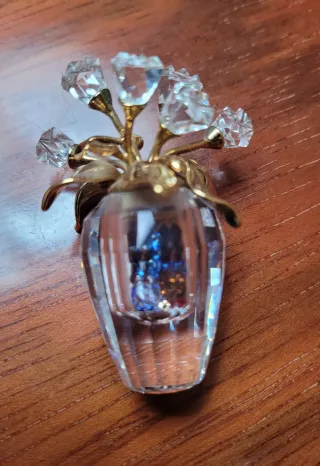 Lote 2 figuras Swarovski maceta con flores