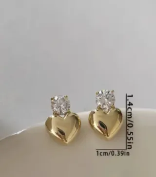 Pendientes Corazón con Circonita Dorados