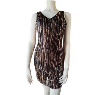 Vestido fiesta con lentejuelas bicolor