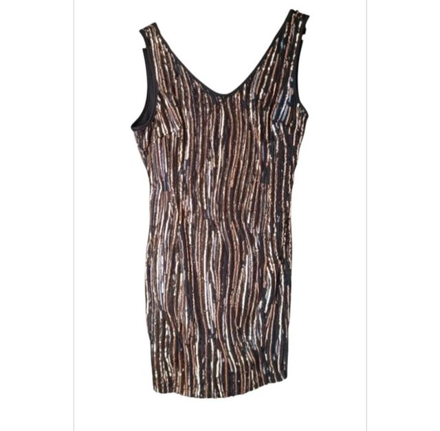 Vestido fiesta con lentejuelas bicolor