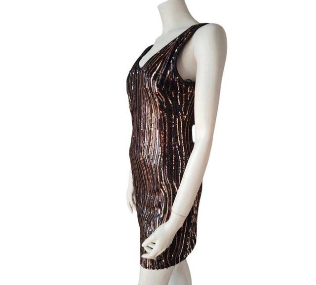 Vestido fiesta con lentejuelas bicolor